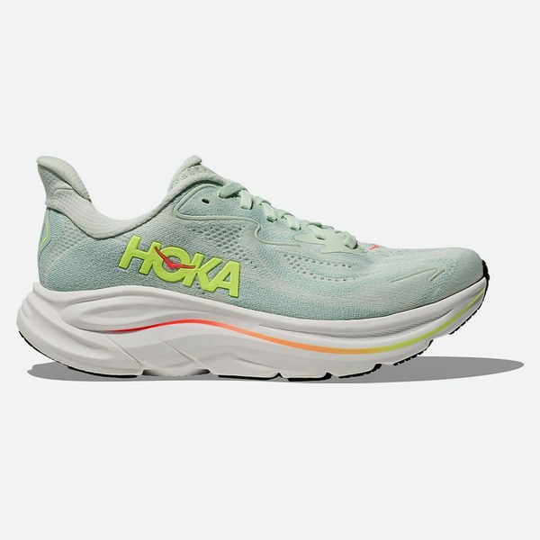 HOKA Clifton 10 Sea Glass Neon Flame
