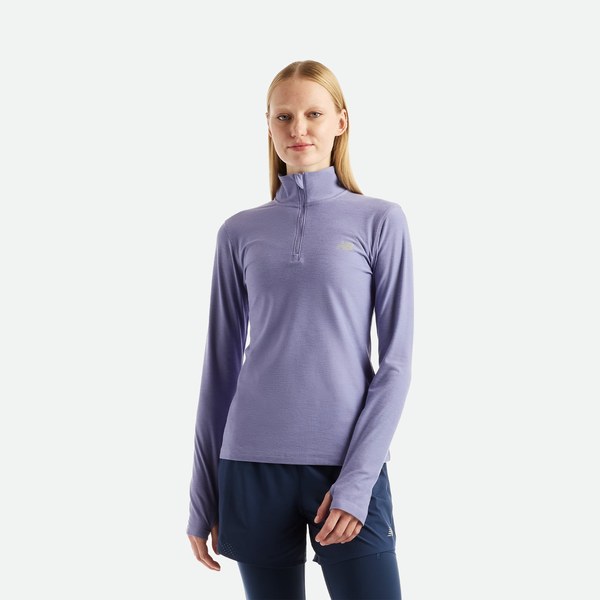 Maglia running New Balance Space Dye 1-4 Zip Ls donna