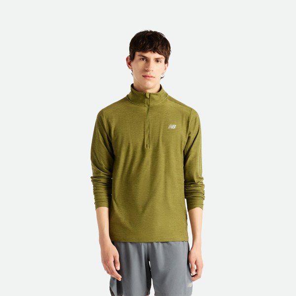 Maglia running New Balance Space Dye 1-4 Zip Ls uomo